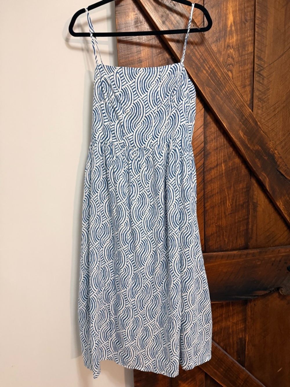 H&M Blue and White Printed Midi Dress